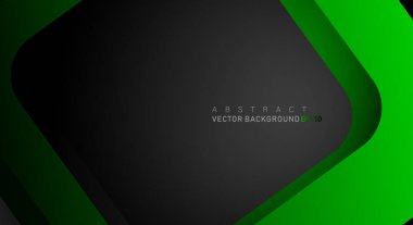 Metin ve arka plan tasarımları için siyah alandaki katmanlarla örtüşen geometrik vektör arka planlar