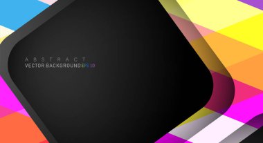 Metin ve arka plan tasarımları için siyah alandaki katmanları çakışan renkli geometrik vektör arka planlar