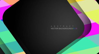 Metin ve arka plan tasarımları için siyah alandaki katmanları çakışan renkli geometrik vektör arka planlar