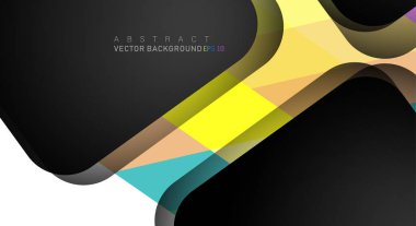 Metin ve arka plan tasarımları için siyah alandaki katmanları çakışan renkli geometrik vektör arka planlar