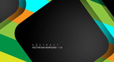 Metin ve arka plan tasarımları için siyah alandaki katmanları çakışan renkli geometrik vektör arka planlar