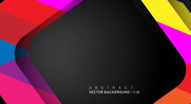 Metin ve arka plan tasarımları için siyah alandaki katmanları çakışan renkli geometrik vektör arka planlar