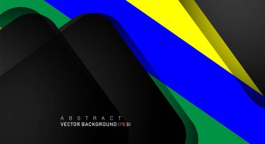 Metin ve arka plan tasarımları için siyah alandaki katmanları çakışan renkli geometrik vektör arka planlar