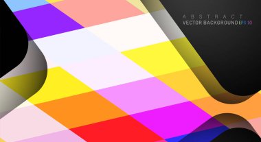 Metin ve arka plan tasarımları için siyah alandaki katmanları çakışan renkli geometrik vektör arka planlar