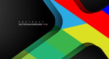 Metin ve arka plan tasarımları için siyah alandaki katmanları çakışan renkli geometrik vektör arka planlar