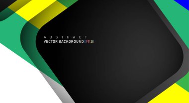 Metin ve arka plan tasarımları için siyah alandaki katmanları çakışan renkli geometrik vektör arka planlar