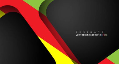 Metin ve arka plan tasarımları için siyah alandaki katmanları çakışan renkli geometrik vektör arka planlar