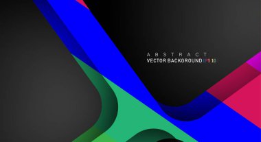 Metin ve arka plan tasarımları için siyah alandaki katmanları çakışan renkli geometrik vektör arka planlar