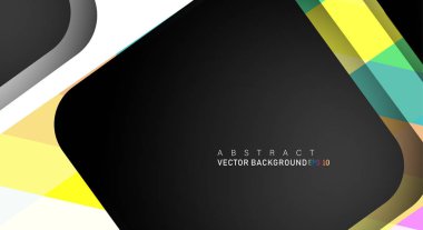 Metin ve arka plan tasarımları için siyah alandaki katmanları çakışan renkli geometrik vektör arka planlar