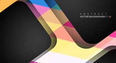 Metin ve arka plan tasarımları için siyah alandaki katmanları çakışan renkli geometrik vektör arka planlar