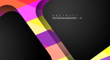 Metin ve arka plan tasarımları için siyah alandaki katmanları çakışan renkli geometrik vektör arka planlar