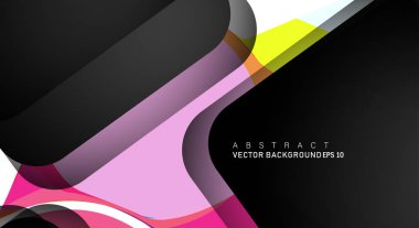 Metin ve arka plan tasarımları için siyah alandaki katmanları çakışan renkli geometrik vektör arka planlar