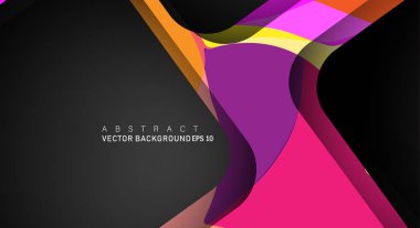 Metin ve arka plan tasarımları için siyah alandaki katmanları çakışan renkli geometrik vektör arka planlar