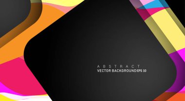 Metin ve arka plan tasarımları için siyah alandaki katmanları çakışan renkli geometrik vektör arka planlar