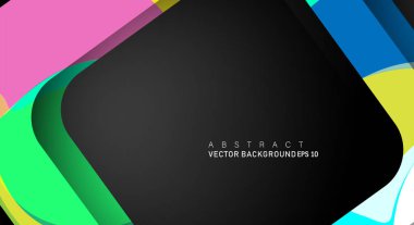 Metin ve arka plan tasarımları için siyah alandaki katmanları çakışan renkli geometrik vektör arka planlar