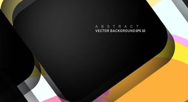 Metin ve arka plan tasarımları için siyah alandaki katmanları çakışan renkli geometrik vektör arka planlar
