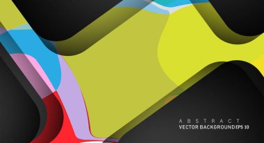 Metin ve arka plan tasarımları için siyah alandaki katmanları çakışan renkli geometrik vektör arka planlar