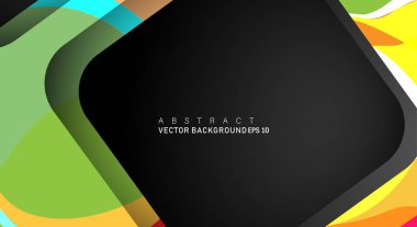 Metin ve arka plan tasarımları için siyah alandaki katmanları çakışan renkli geometrik vektör arka planlar