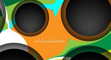 Metin ve arka plan tasarımları için siyah uzay çemberindeki katmanları çakışan renkli geometrik vektör arka planlar