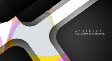 Metin ve arka plan tasarımları için siyah alandaki katmanları çakışan renkli geometrik vektör arka planlar
