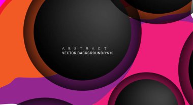 Metin ve arka plan tasarımları için siyah uzay çemberindeki katmanları çakışan renkli geometrik vektör arka planlar