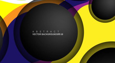 Metin ve arka plan tasarımları için siyah uzay çemberindeki katmanları çakışan renkli geometrik vektör arka planlar