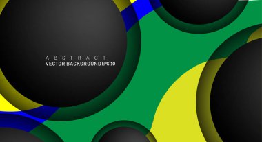 Metin ve arka plan tasarımları için siyah uzay çemberindeki katmanları çakışan renkli geometrik vektör arka planlar