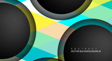 Metin ve arka plan tasarımları için siyah uzay çemberindeki katmanları çakışan renkli geometrik vektör arka planlar
