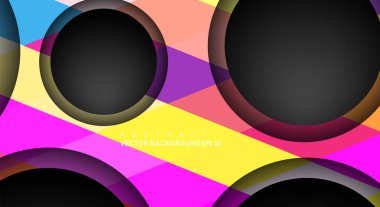 Metin ve arka plan tasarımları için siyah uzay çemberindeki katmanları çakışan renkli geometrik vektör arka planlar