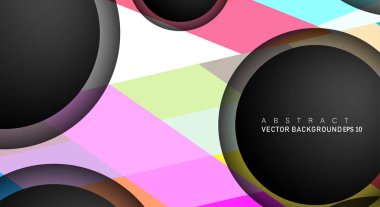 Metin ve arka plan tasarımları için siyah uzay çemberindeki katmanları çakışan renkli geometrik vektör arka planlar