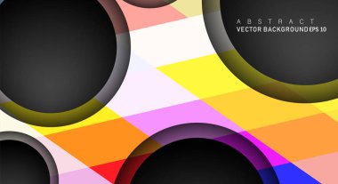 Metin ve arka plan tasarımları için siyah uzay çemberindeki katmanları çakışan renkli geometrik vektör arka planlar