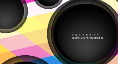 Metin ve arka plan tasarımları için siyah uzay çemberindeki katmanları çakışan renkli geometrik vektör arka planlar