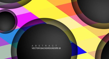 Metin ve arka plan tasarımları için siyah uzay çemberindeki katmanları çakışan renkli geometrik vektör arka planlar