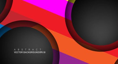 Metin ve arka plan tasarımları için siyah uzay çemberindeki katmanları çakışan renkli geometrik vektör arka planlar