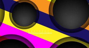 Metin ve arka plan tasarımları için siyah uzay çemberindeki katmanları çakışan renkli geometrik vektör arka planlar