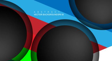 Metin ve arka plan tasarımları için siyah uzay çemberindeki katmanları çakışan renkli geometrik vektör arka planlar