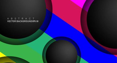 Metin ve arka plan tasarımları için siyah uzay çemberindeki katmanları çakışan renkli geometrik vektör arka planlar