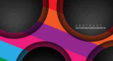 Metin ve arka plan tasarımları için siyah uzay çemberindeki katmanları çakışan renkli geometrik vektör arka planlar