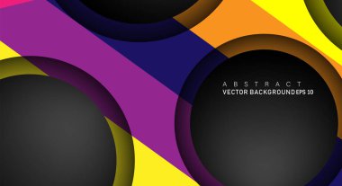Metin ve arka plan tasarımları için siyah uzay çemberindeki katmanları çakışan renkli geometrik vektör arka planlar