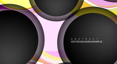 Metin ve arka plan tasarımları için siyah uzay çemberindeki katmanları çakışan renkli geometrik vektör arka planlar