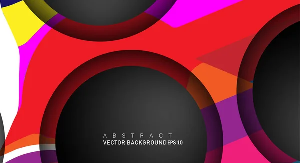 Metin ve arka plan tasarımları için siyah uzay çemberindeki katmanları çakışan renkli geometrik vektör arka planlar — Stok Vektör