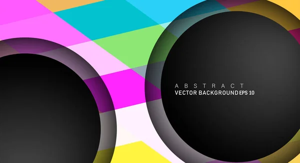 Kleurrijke geometrische vector achtergronden die lagen overlappen op zwarte ruimte cirkel voor tekst-en achtergrondontwerpen — Stockvector