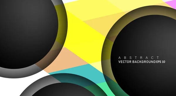 Coloridos fondos vectoriales geométricos que se superponen a capas en el círculo espacial negro para diseños de texto y fondo — Vector de stock