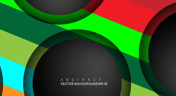 Coloridos fondos vectoriales geométricos que se superponen a capas en el círculo espacial negro para diseños de texto y fondo — Archivo Imágenes Vectoriales