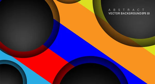 Coloridos fondos vectoriales geométricos que se superponen a capas en el círculo espacial negro para diseños de texto y fondo — Archivo Imágenes Vectoriales