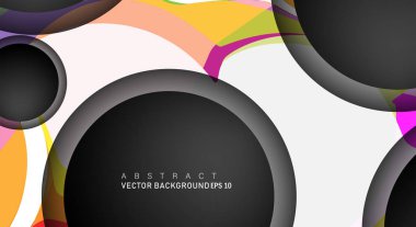 Metin ve arka plan tasarımları için siyah uzay çemberindeki katmanları çakışan renkli geometrik vektör arka planlar