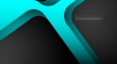 Metin ve arka plan tasarımı için siyah alanda mavi geometrik vektör arka plan örtüşme katmanı