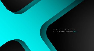 Metin ve arka plan tasarımı için siyah alanda mavi geometrik vektör arka plan örtüşme katmanı