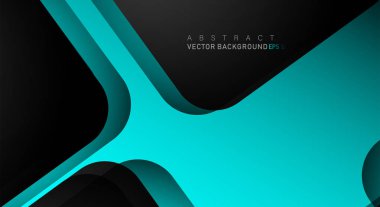 Metin ve arka plan tasarımı için siyah alanda mavi geometrik vektör arka plan örtüşme katmanı