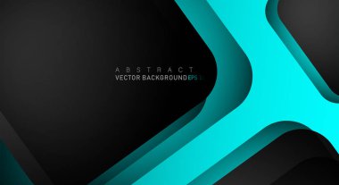 Metin ve arka plan tasarımı için siyah alanda mavi geometrik vektör arka plan örtüşme katmanı